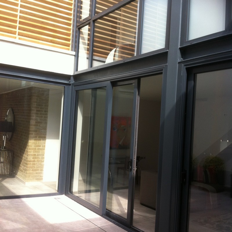 Anthracite aluminium sliding patio doors fitted in Woolwich